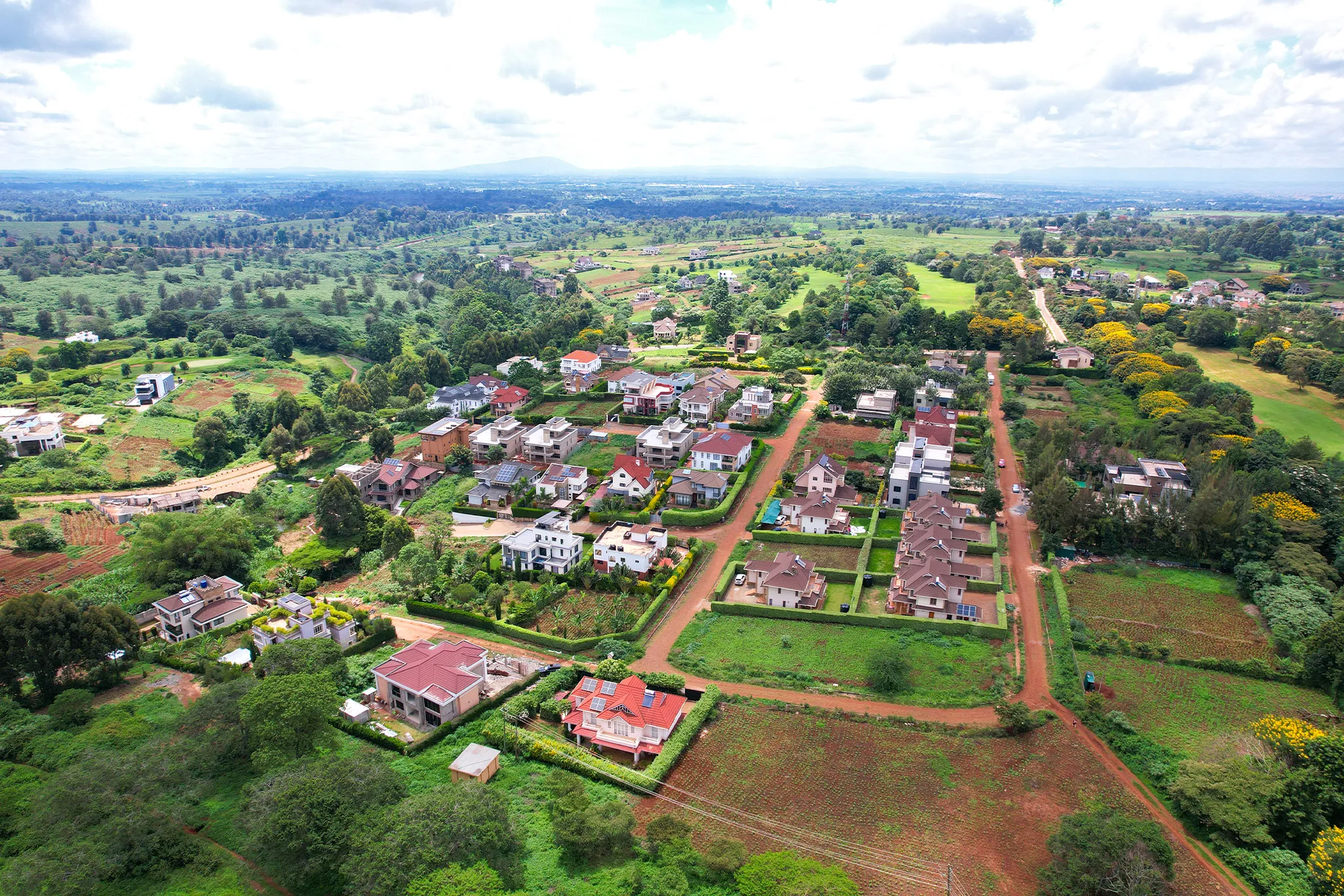 Migaa Golf Estate established residential neighbourhood aerial overview, Kiambu