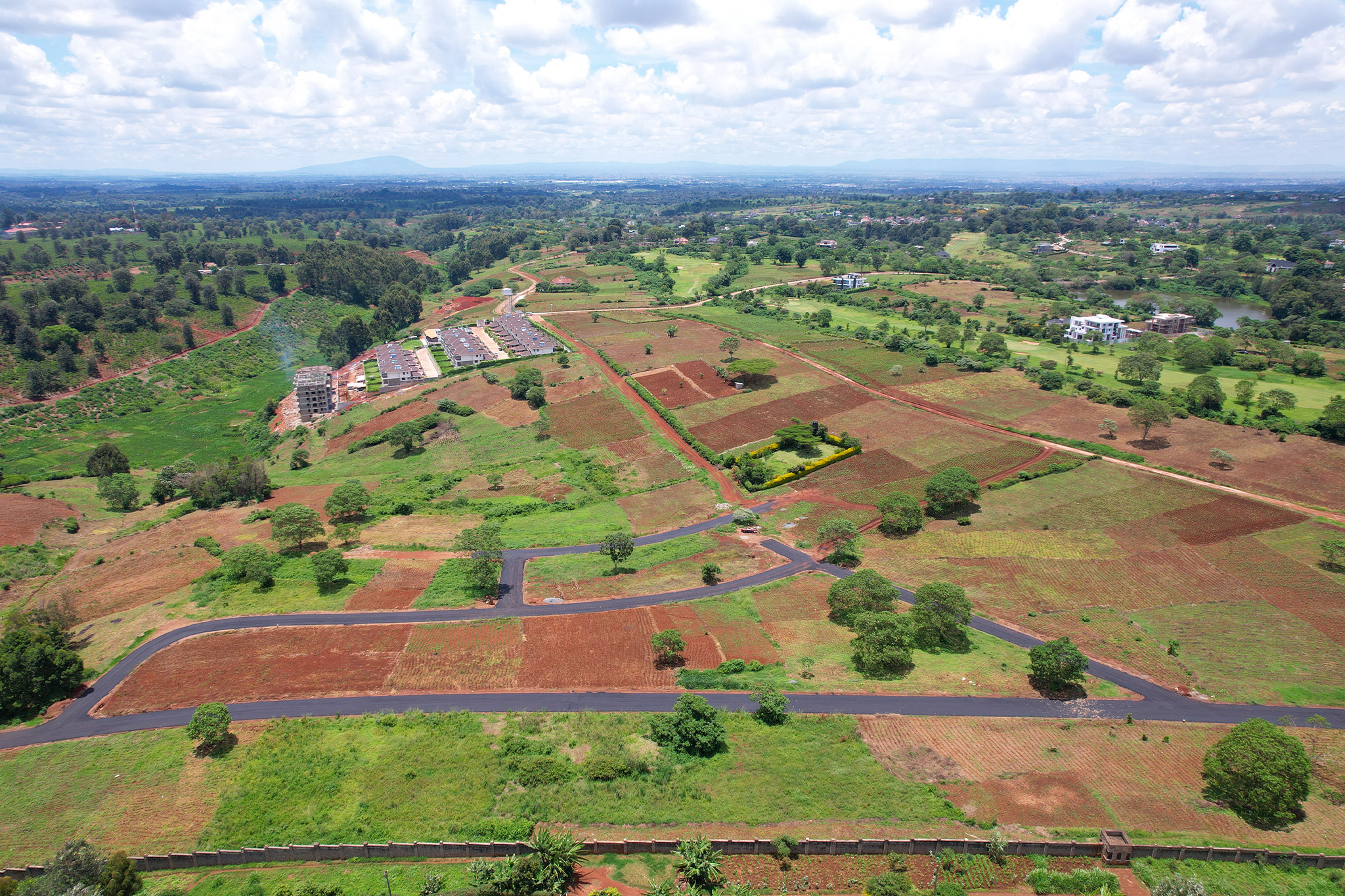 Golf course and estate development aerial photography Kenya