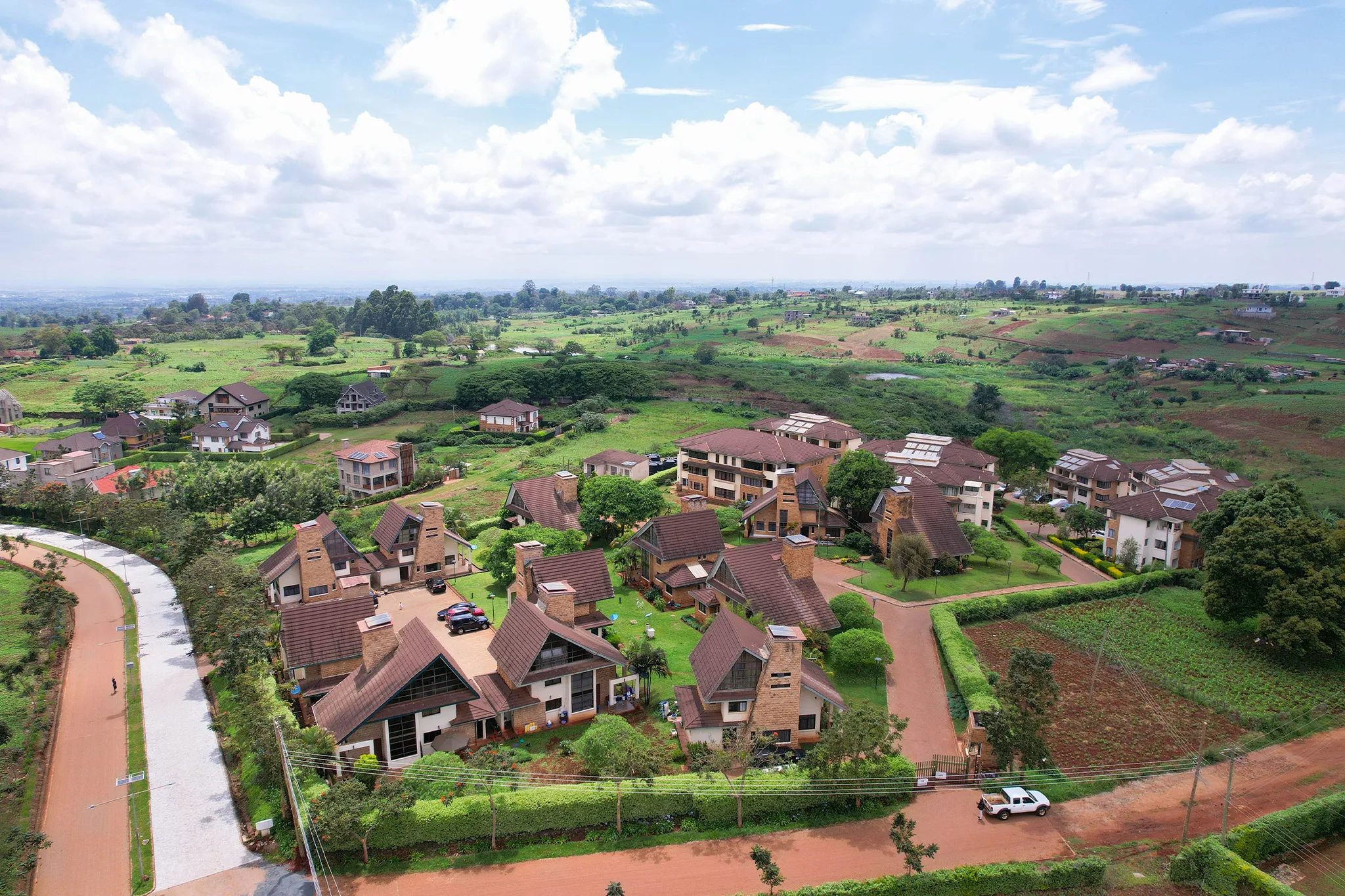 Migaa Golf Estate luxury residential neighbourhood drone photography, Kiambu