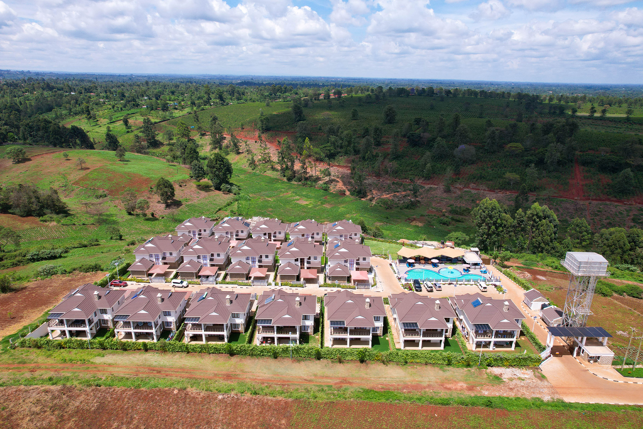 Estate natural landscape and nature reserve aerial view Kenya